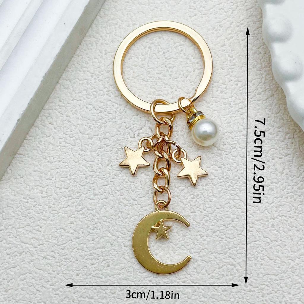 Metal Star and Moon Pendant Keychain for Bags and Luggage