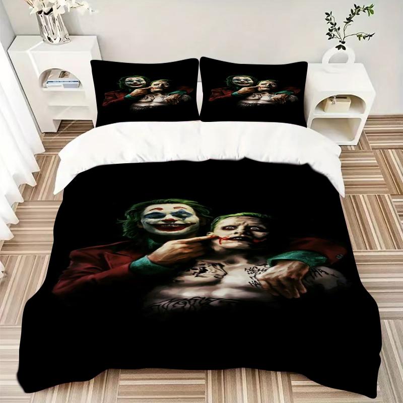 3Pcs Joker'S Dark Affection Bedding Set Soft Fabric Duvet Cover Pillowcases Home Christmas Xmas Halloween Gift 1 Duvet Cover 2 Pillowcase L1214