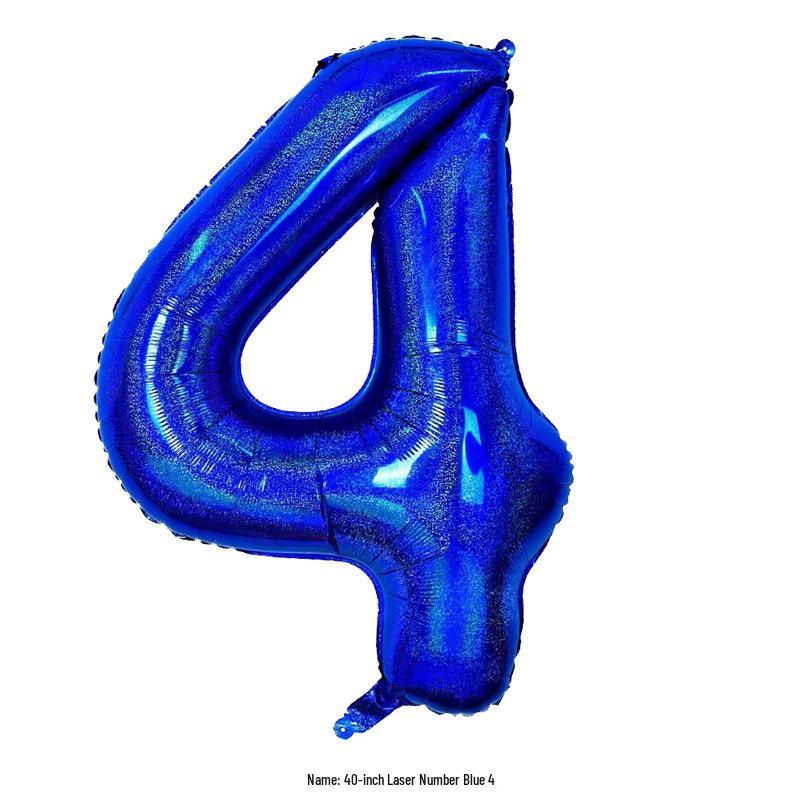 Large 40-Inch Navy Blue Laser Number Foil Balloon for Birthday Decoration