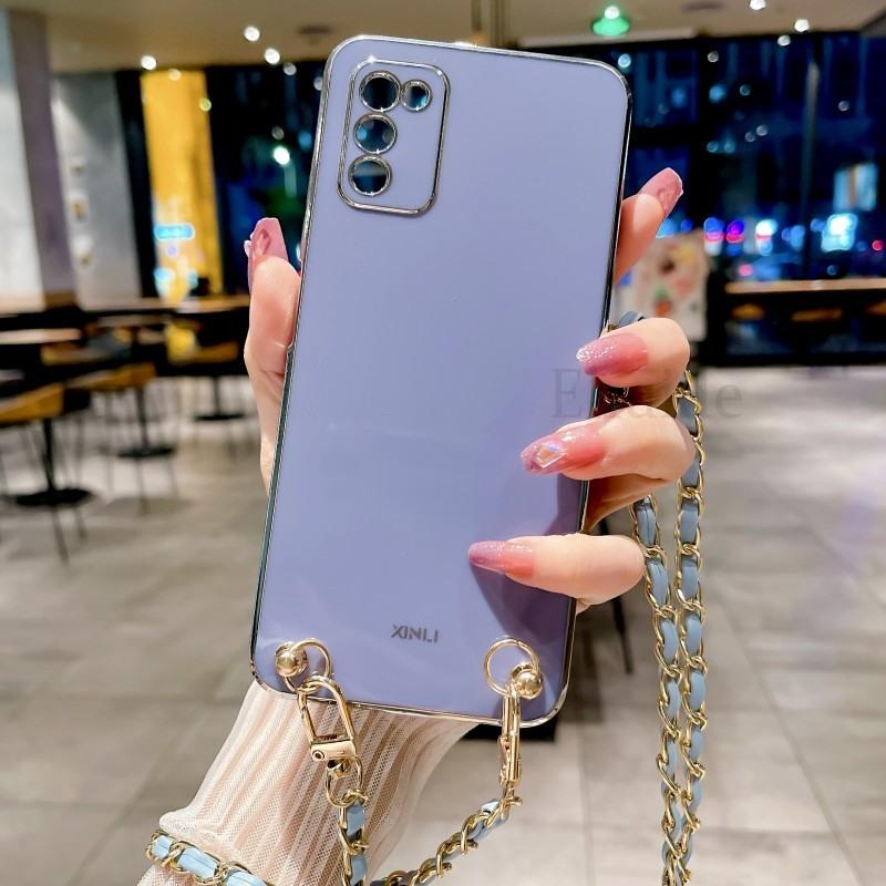 PU Leather Chain Crossbody Lanyard Case For iPhone 16 15 14 13 12 11 Pro Max Mini XS X 7 8 Plus Plating TPU Strap Cover