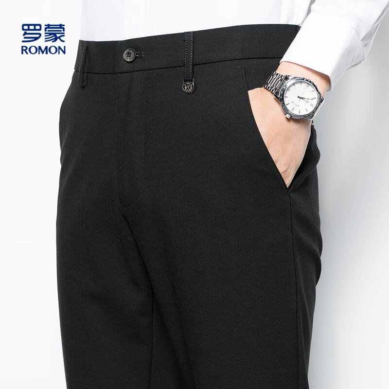 ROMON Men's Wool Blend Straight-Leg Casual Dress Pants