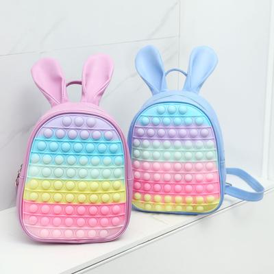 New Current Stock Children Silicone Backpacks Soft PU Leather Kindergarten Schoolbags for Girls Bubble Decompression Kid's Rucksack AVE