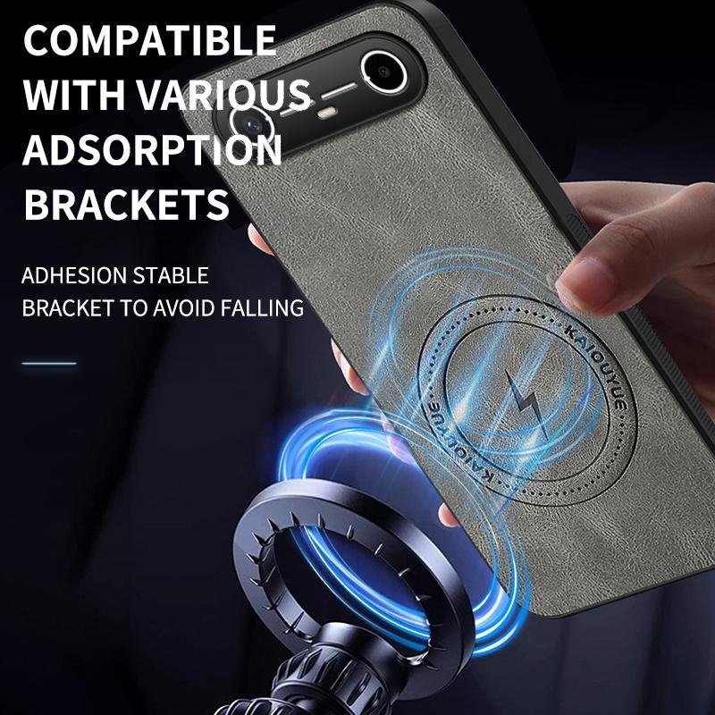 For Magsafe Magnetic Wireless Charging Case For Tecno Spark Go Slim 5G PU Leather Shockproof Cover For TECNO Camon 40 30 Pro 5G