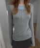 PISCESS Color Block Layered Long Sleeve Tee_Gray