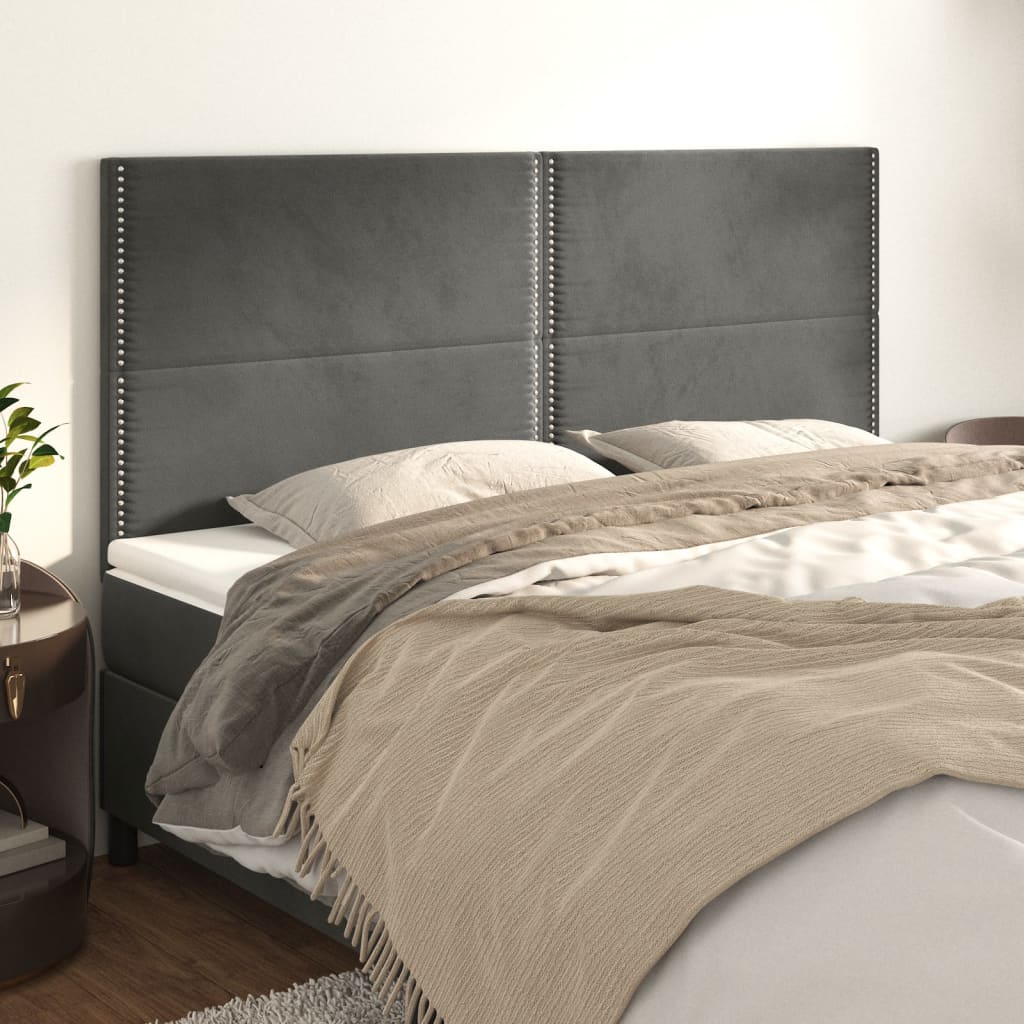 Vidaxl Bed Headboards, 4 Pcs, Dark Gray, 90X5X78/88 Cm, Velvet