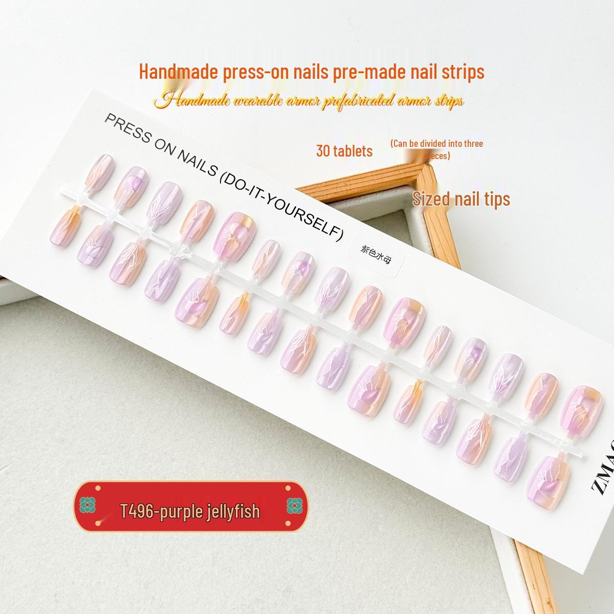 

Purple Jellyfish Cat Eye Fishtail Nail Stickers - 30 Pieces Whole Set M/M/M