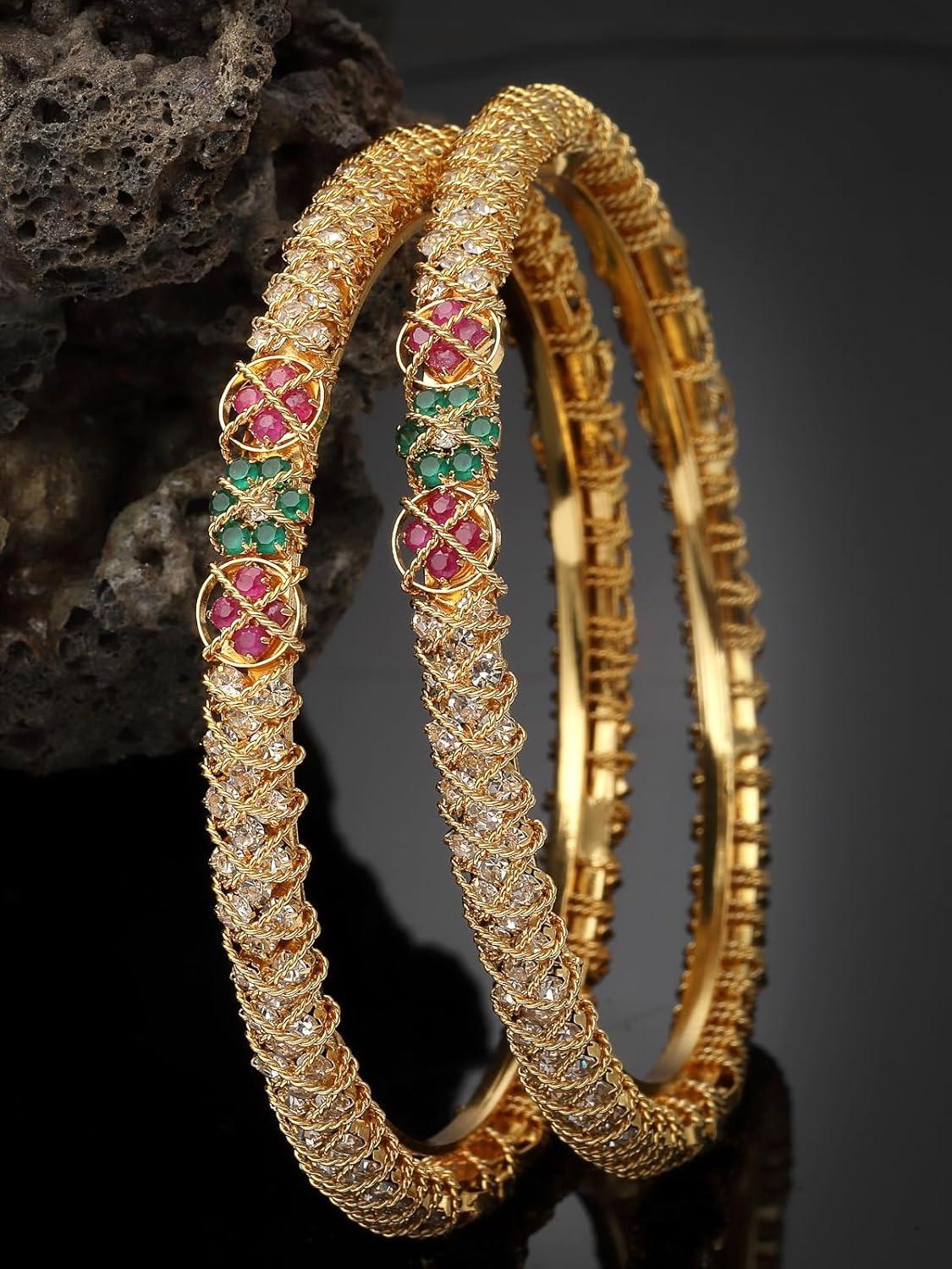 

Традиционный позолоченный красный и зеленый браслет-када, набор ювелирных изделий для женщин и девушек 2.8 золотой