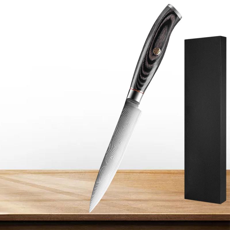 

5-дюймовый универсальный нож из японской дамасской стали 67 слоев, мясницкий нож, кухонный нож для чистки фруктов с деревянной ручкой
