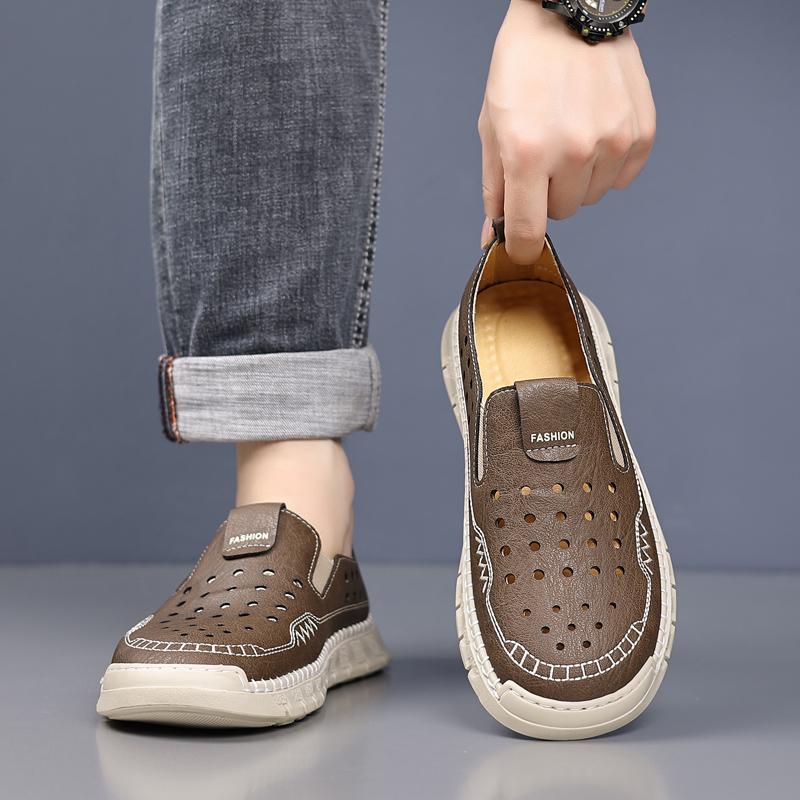 Men's Loafers High-quality Handmade Soles Breathable Lightweight Park Walking Shoes Commuting Men's Driving Leather Shoes