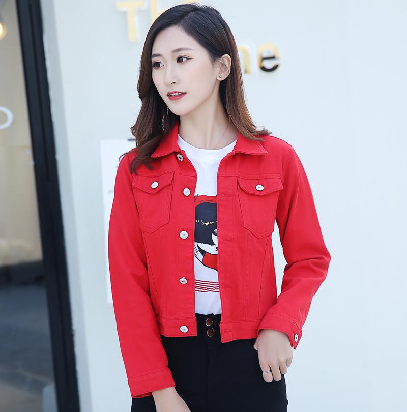 Women's Spring and Autumn Casual Denim Jacket Multicolor Casual Comfortable Long Sleeve Denim Jacket Short Jacket