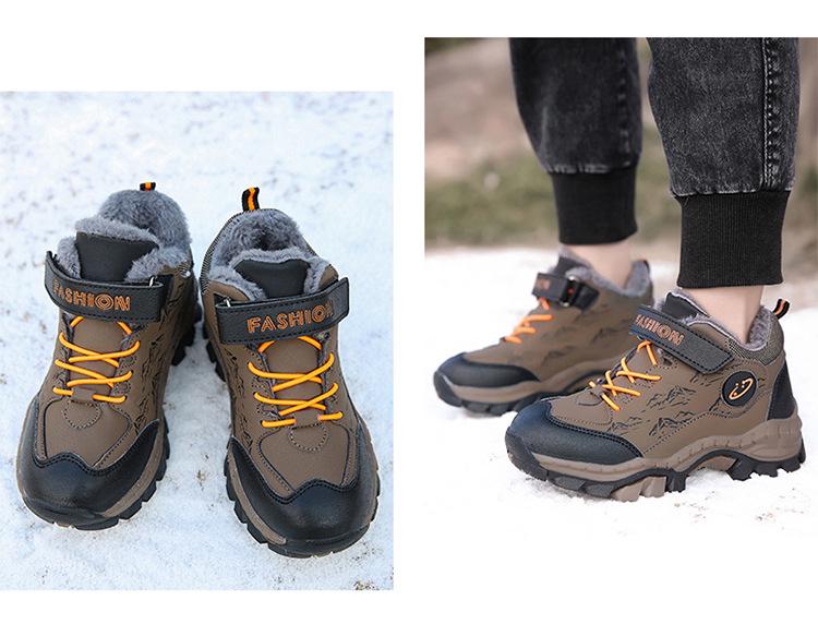 Boys' Fleece-Lined Snow Boots with Steel Claws for Older Children - Thick, Warm Cotton Shoes for Winter Outdoor Use