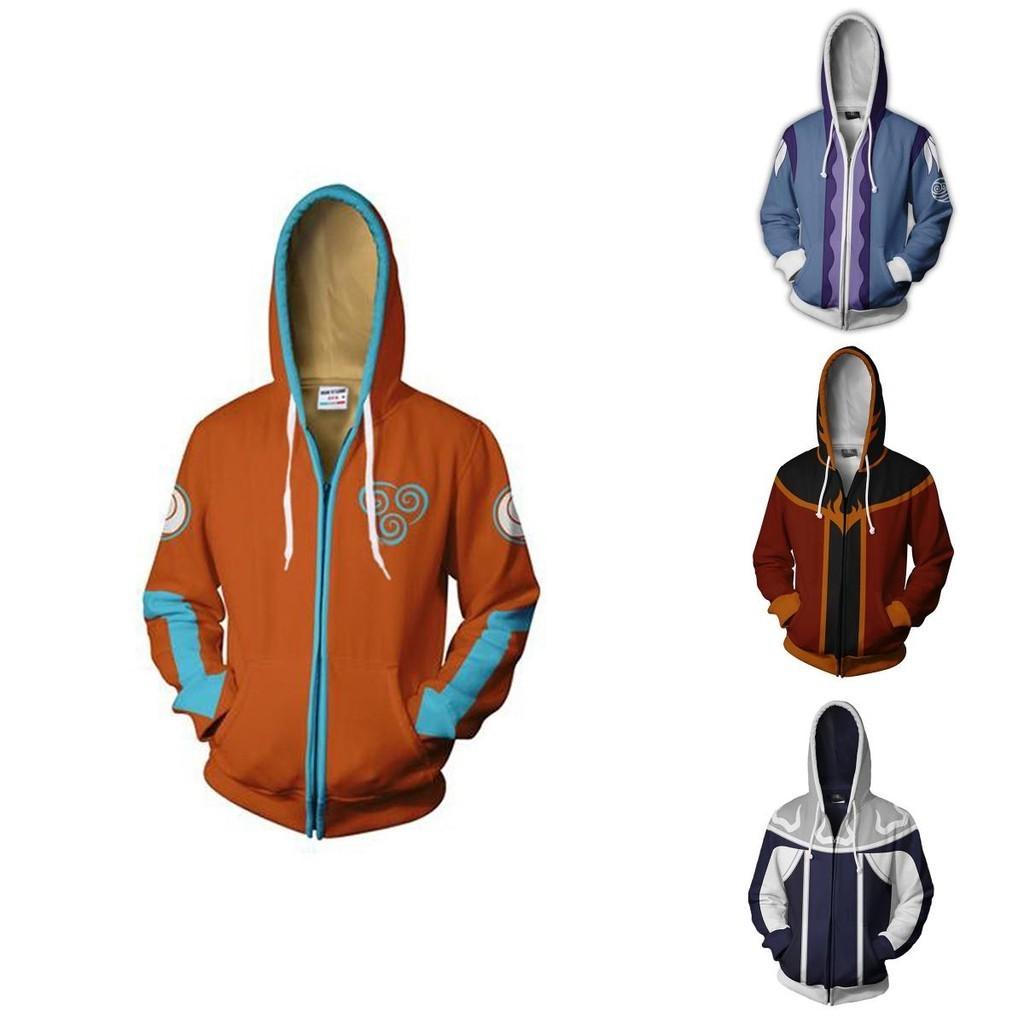 Avatar The Last Airbender Hoodie Cosplay Costume With Bright Printed Graphic And Zipper Closure For Men Women And Teens