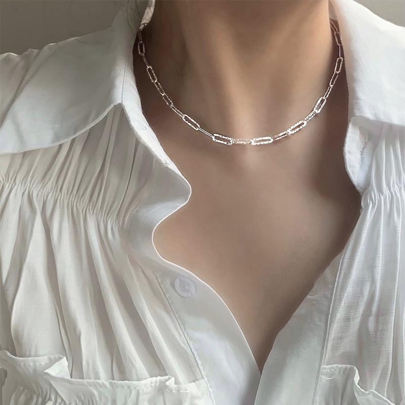 iF ME Collier en argent pour femmes, chaîne Double couche Simple, accessoires de mode, bijoux