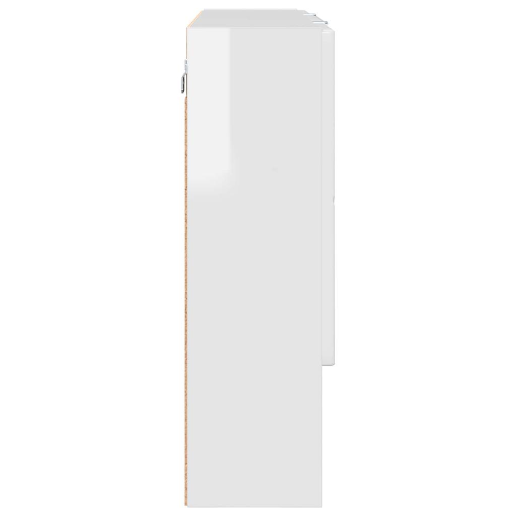 Mirror Cabinet High Gloss White 80 X 17 X 55 Cm Particleboard