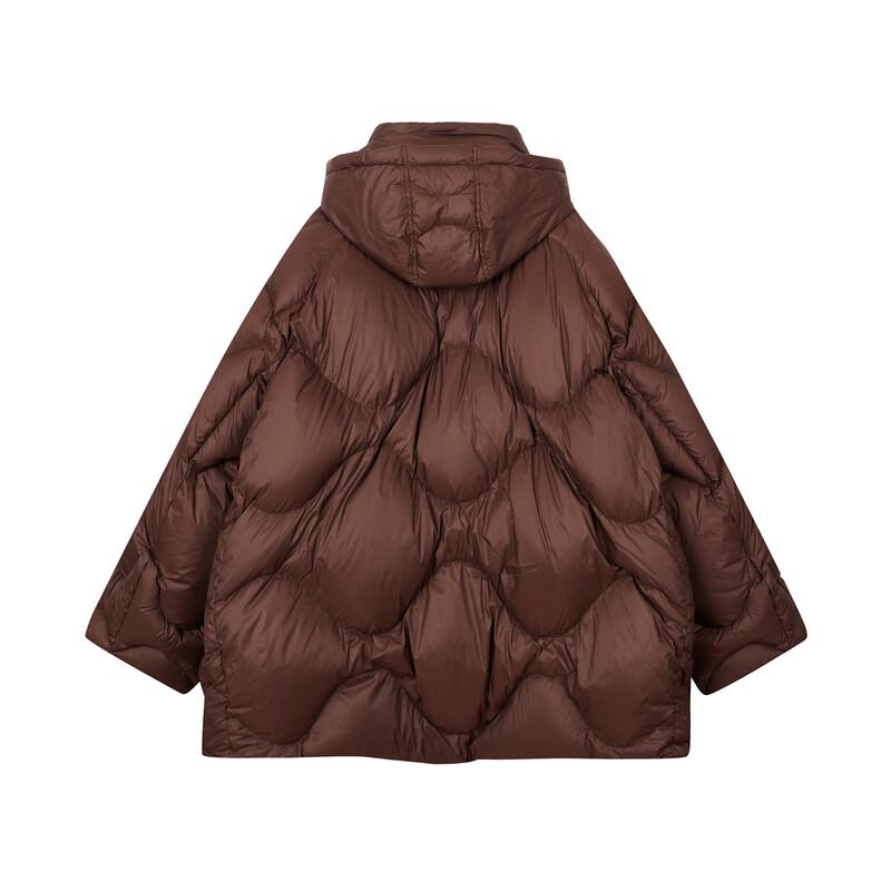 LESS 2024 Winter Hooded Loose Mid-Length Goose Down Jacket