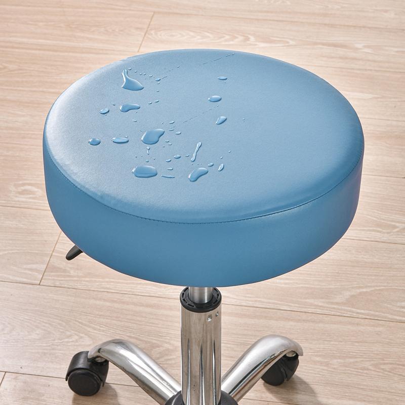 PU Waterproof Round Stool Cover Elastic All Inclusive Bar Rotating Chair Seat Cover Cashier Counter Stool Slipcover Home Hotel