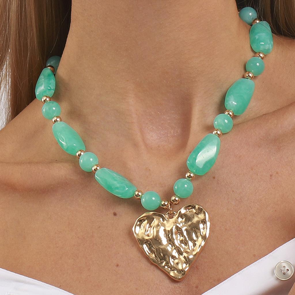 Asymmetrical Irregular Beaded Resin Chain Vintage Necklace Party Jewellery Gift