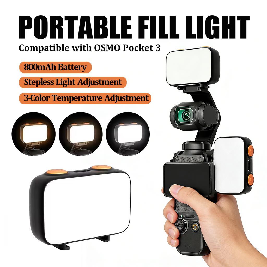 Led Fill Light for DJI OSMO Pocket 3 Accessories Photography Lighting Light 800mAh Rechargeable Portable Photography Light