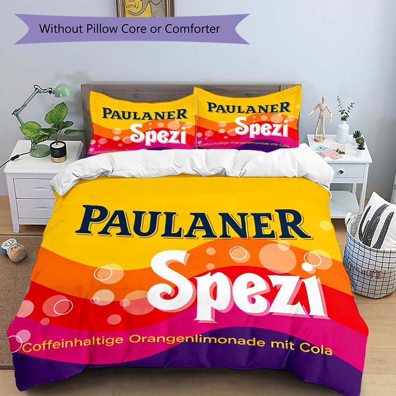 3Pcs Paulaner Spezi Orange Cola Bedding Set Quilt Cover Pillowcase Home Christmas Xmas Halloween Gift 1 Duvet Cover 2 Pillowcase M92427
