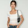 Short-sleeved T-shirt Square Stitching Top Short Top