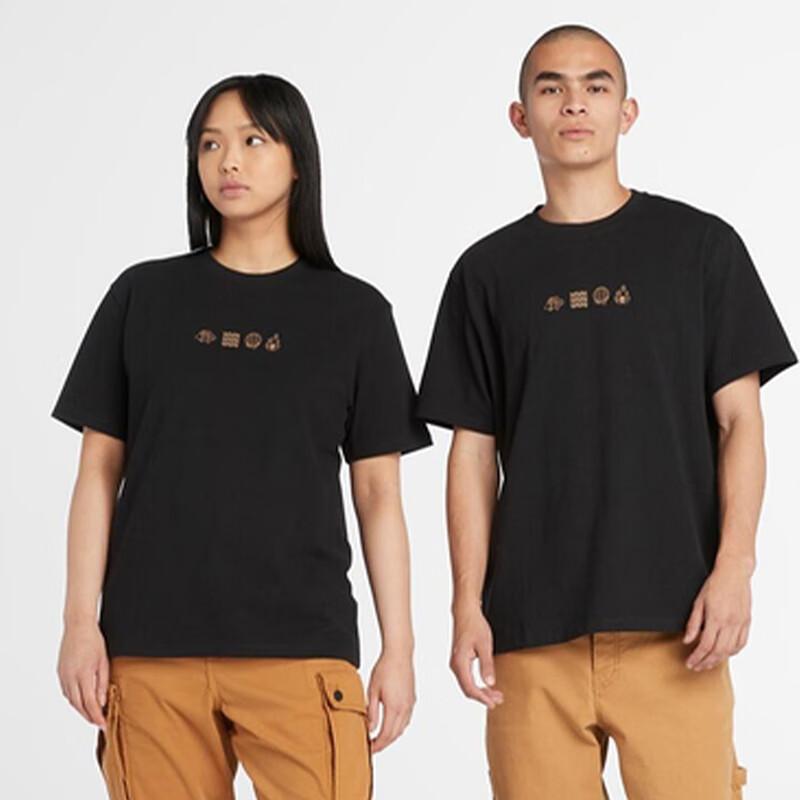 Timberland Graphic Print Crew Neck American Vintage Short Sleeve T-Shirt Unisex T-Shirts Black A5TCQ-001