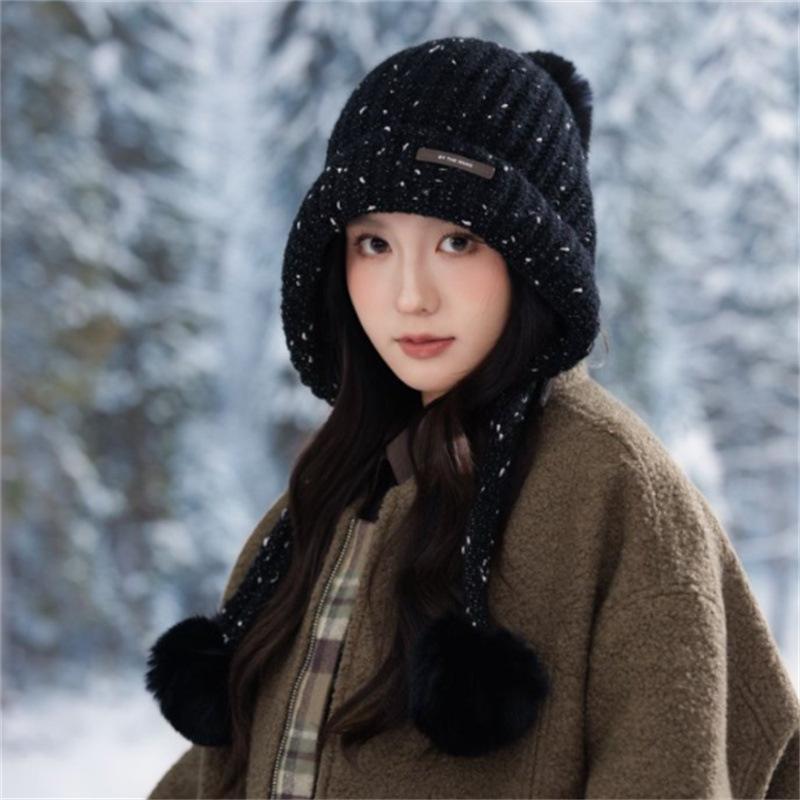 Beanie Hat with Earflap, Stretchy Acrylic Fabric, Adjustable Cap, and Storage Pocket, Hand Wash or Dry Clean