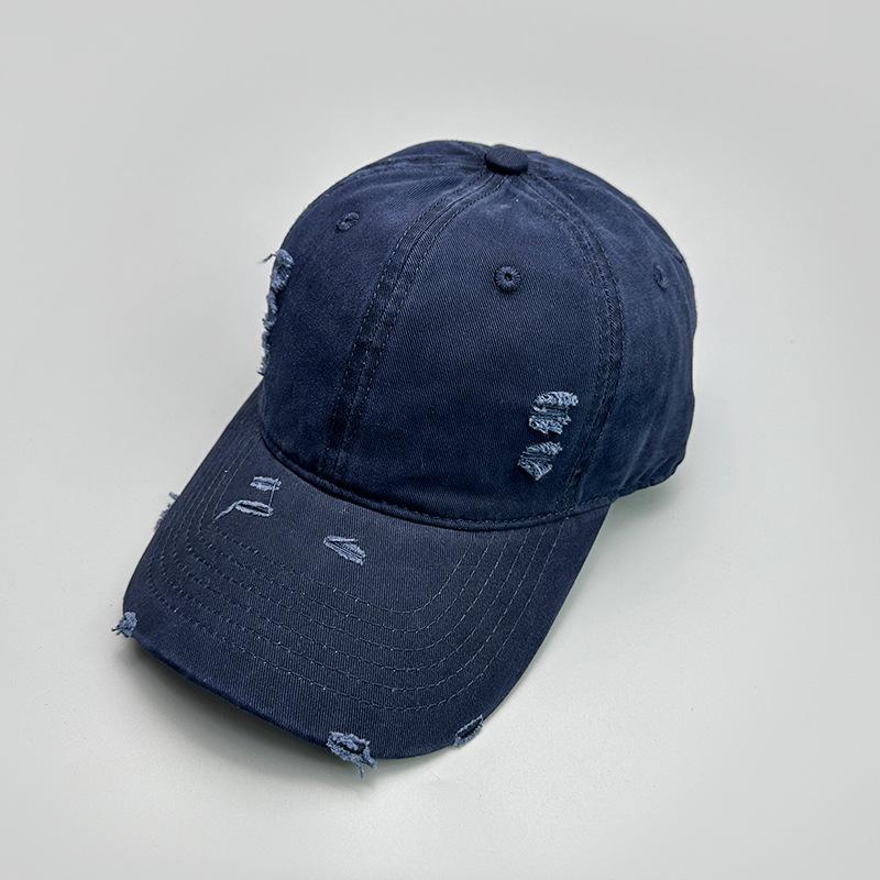 Ripped Wind Embroidery Letters Solid Color Baseball Cap Men'S And Women'S Retro Street Versatile Sunshade Cap