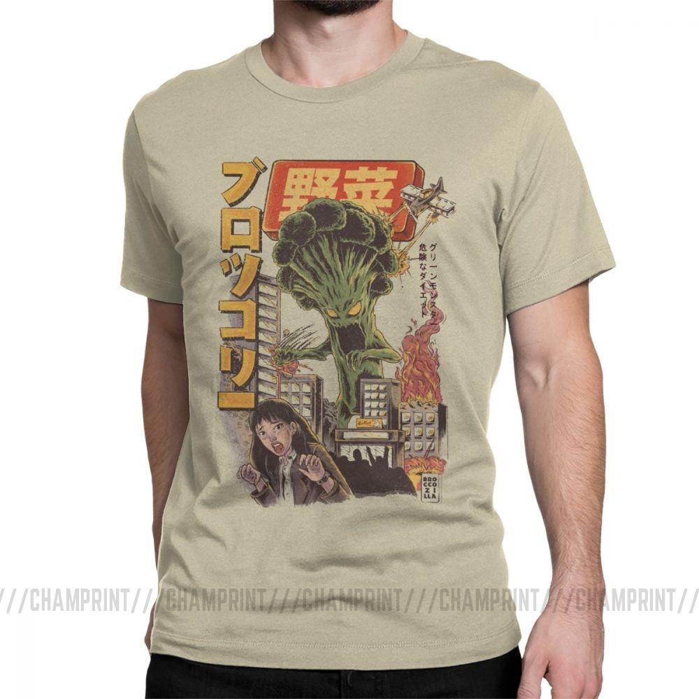 Giant Mushrooms Monster Clothes Demon Broccozilla T Shirts For Men Broccoli Funny Japanese Anime T