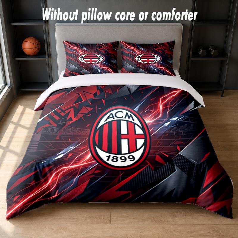 AC Milan Design Postel Sada povlečení 1 povlak na přikrývku + 2 povlaky na polštář Měkké prodyšné domácí lůžkoviny
