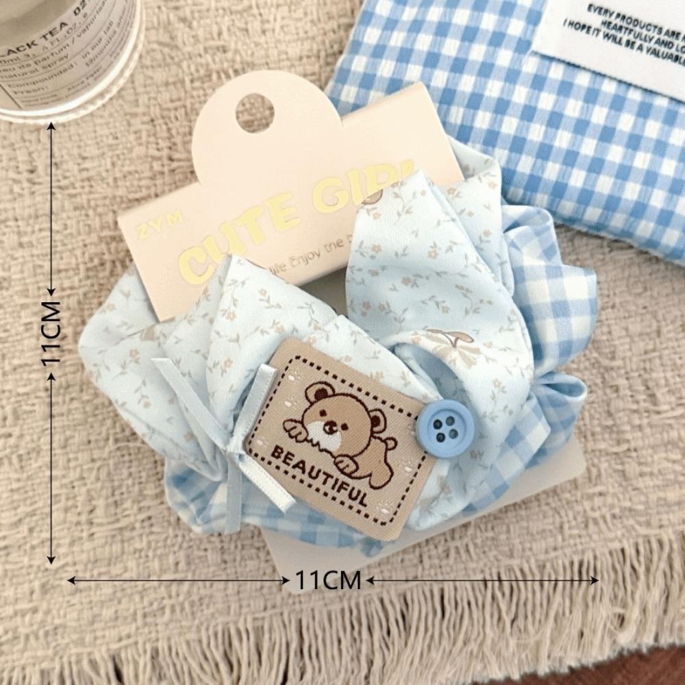 

New Korean Printing Hair Bands Polyester Blue Girl Hair Ring Cute Puppy Elastic Head Scrunchies Women Use
