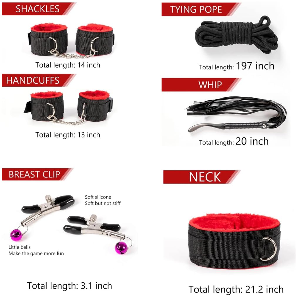 SM bondage equipment standard anal adult SM bondage secret storage bag included goods, restraints, 24-piece set, [red, X, black, 10-piece set], plug,