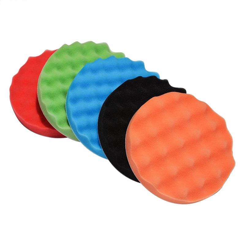 5Pcs 5"6" 7" 150/180mm Buffing Polishing Sponge Pads Kit Car Polisher Soft Wave Foam Waffle Pad Car Wash Cleaning Detailing Tool