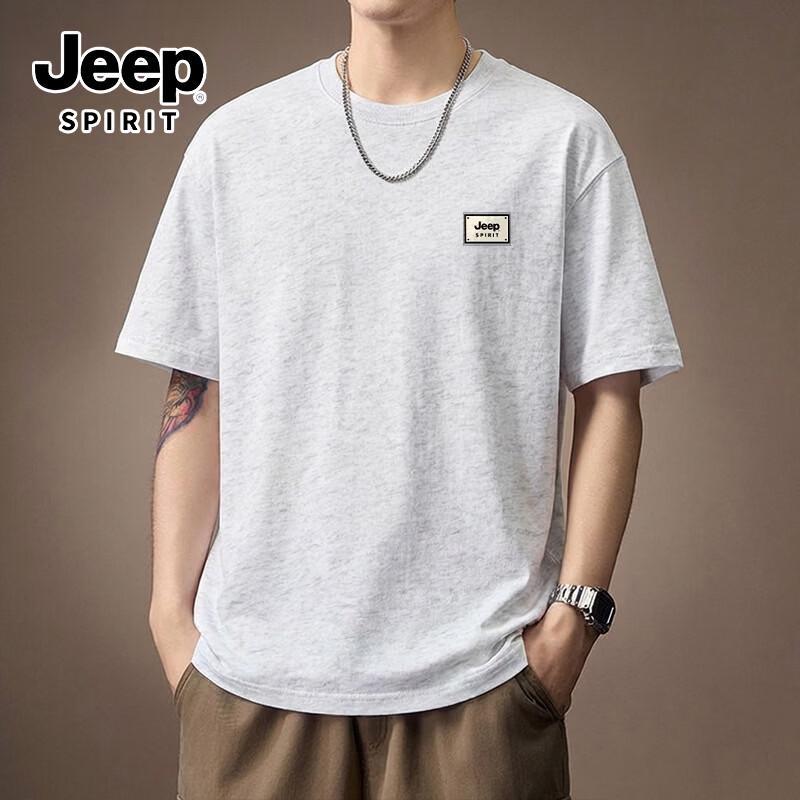 JEEP SPIRIT Men's Pure Cotton Short Sleeve Round Neck T-Shirt