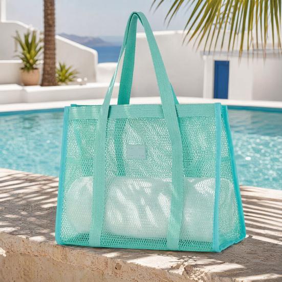 Borsa da Spiaggia in Rete, Borsa Leggera ad Alta Capacità, Svuotamento Rapido Traforata, Borsa a Shopper Ultraleggera per Viaggio, Articoli da Toeletta, Cosmetici
