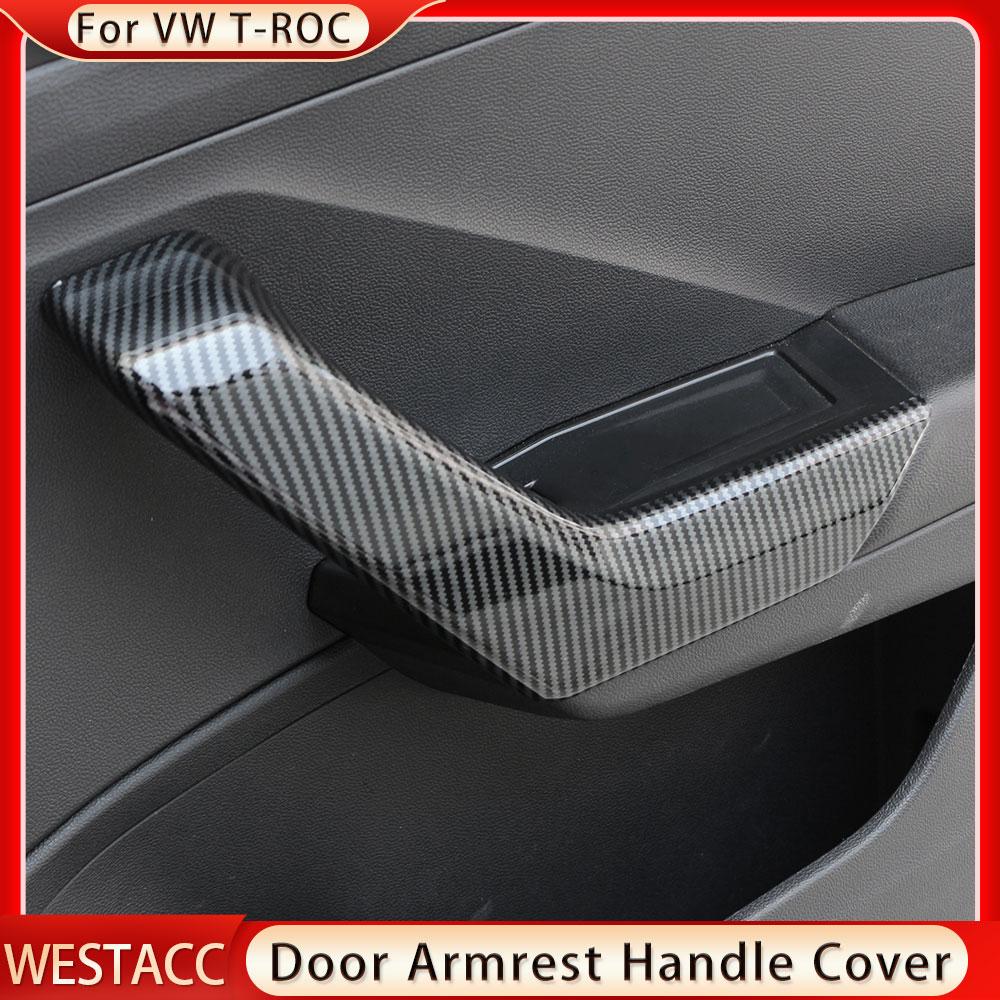 4Pcs ABS Auto Innentür Armlehne Griff Abdeckung Trim Aufkleber für Volkswagen VW T-ROC TROC 2018 - 2022 innen