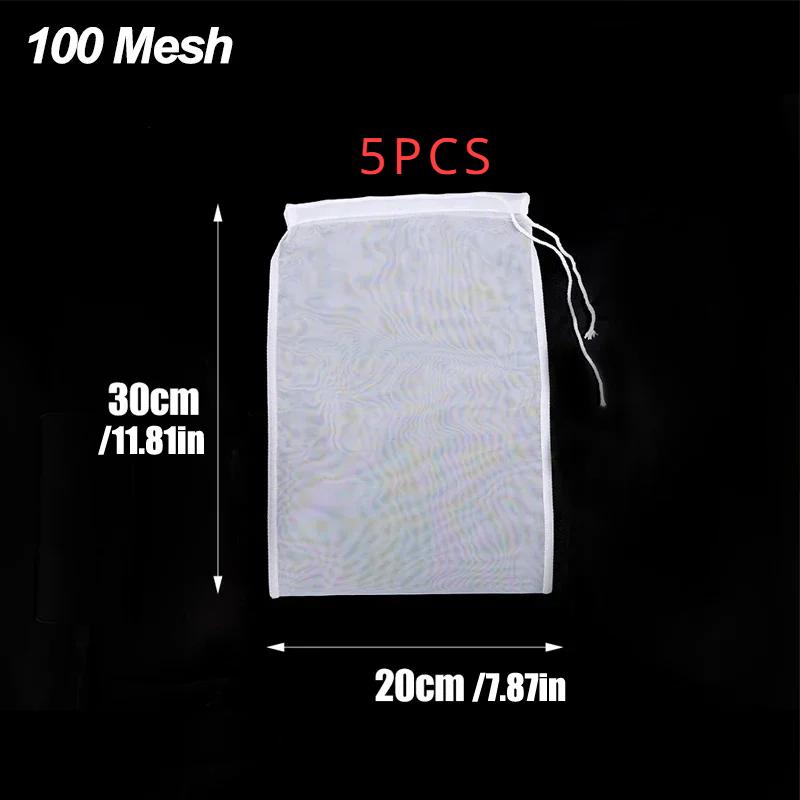 Nylon Milk Filter Bags 100Mesh Reusable Soy Yogurt Tea Beer Coffee Oil Food Filter Net Drawstring Kitchen Strainer Bag Colander