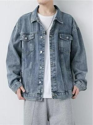 Herren Retro-Jeansjacke - Lässige Streetwear für Frühling/Herbst, Vielseitiger Umlegekragen, Attraktiver Arbeitskleidungs-Stil.