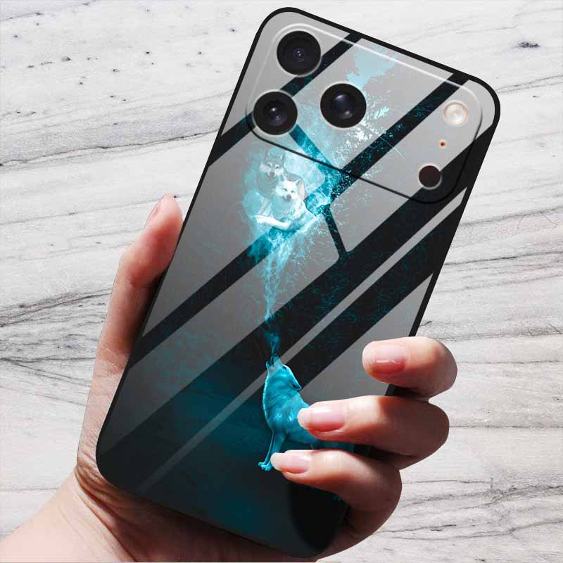 Cute Case For iPhone 17 Pro Plus Capa 17 Pro Max Bumper Luxury Tempered Glass Hard Back Cover iPhone17 Air Funda Animal Patterns