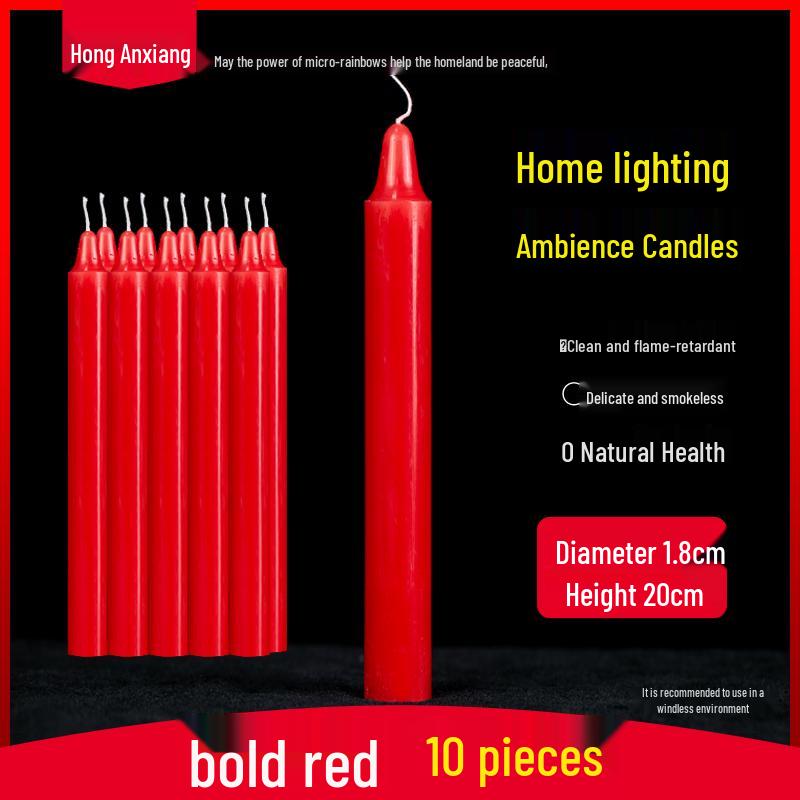 Smokeless Odorless Mini Emergency Candles for Outdoor Power Outages and Festive Use - Red and White