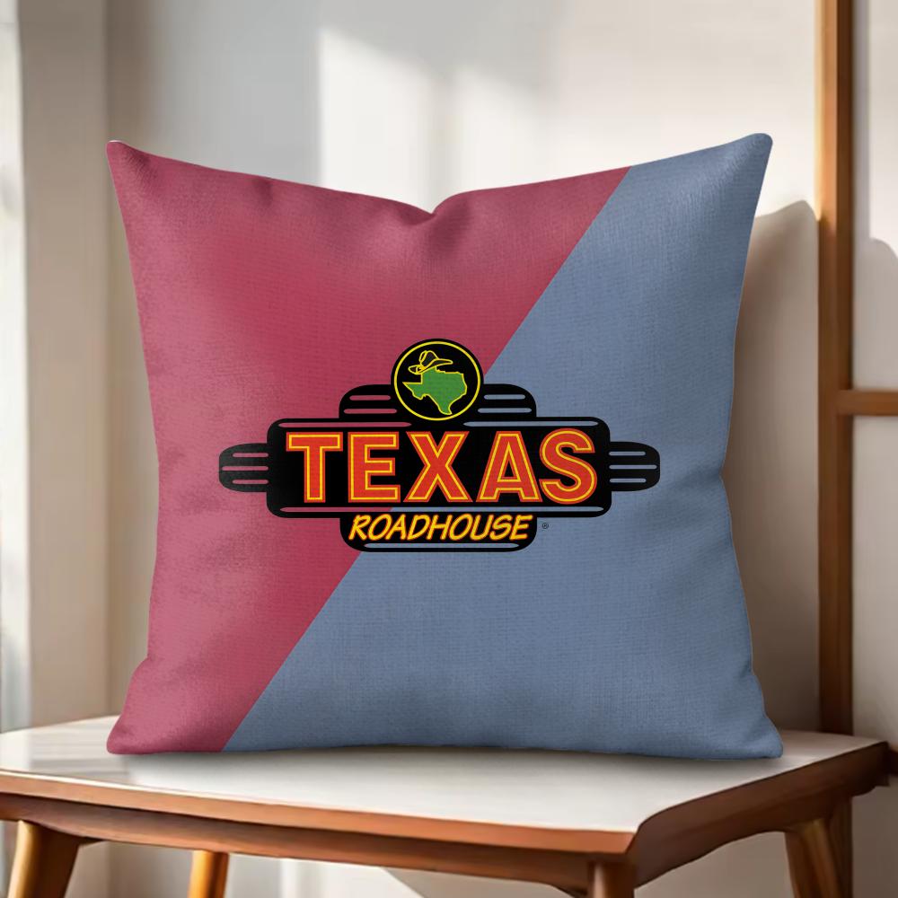 T-Texas Roadhouse Cushion Cover Natural Linen Organic Fabric Double-Sided Printing Couch Pillow Covers Home Decor