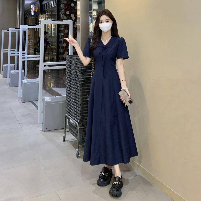 Plus Size Women's Elegant Bellflower French Style Short Sleeve Slimming Dress