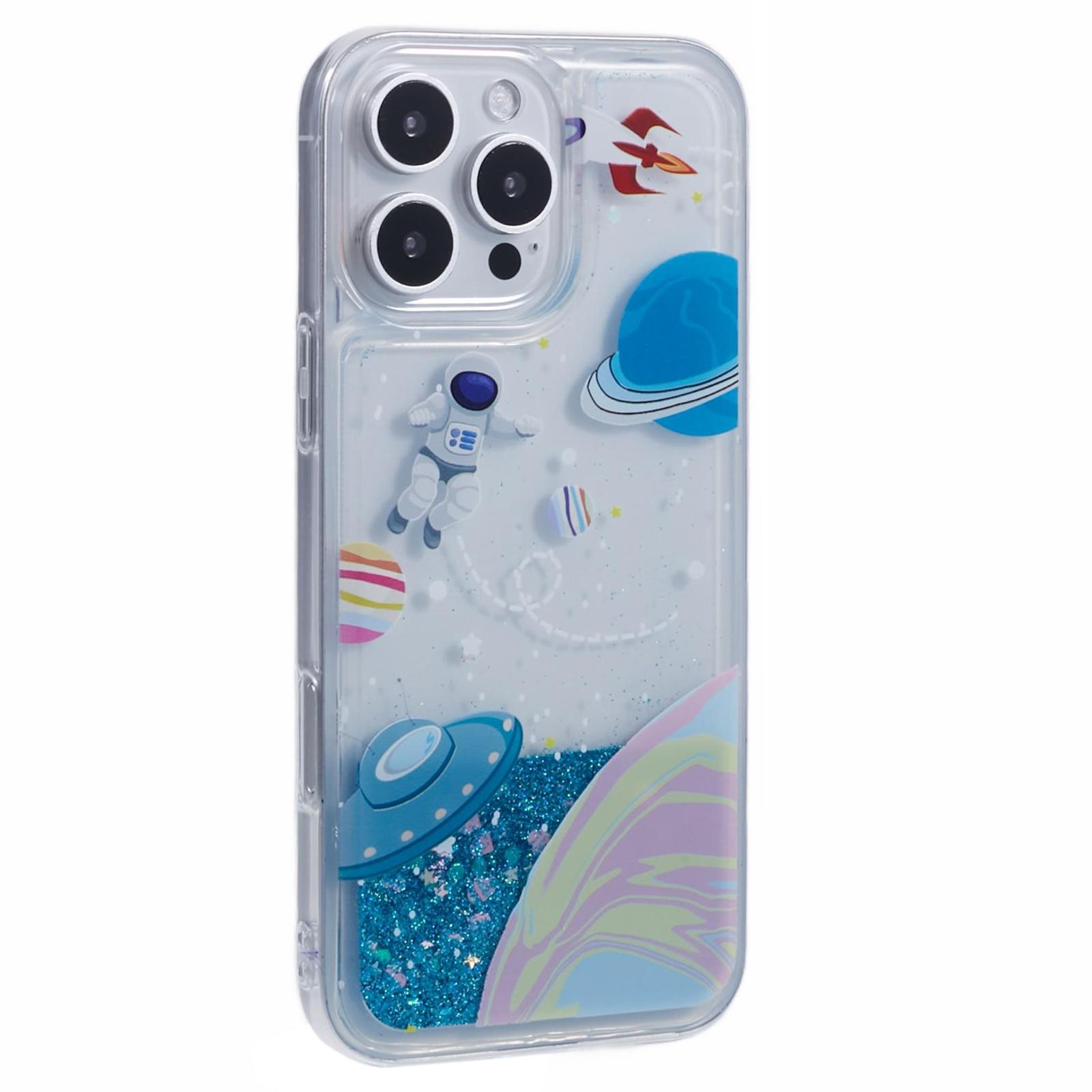 

For iPhone 16 Pro Max Case Floating Quicksand Pattern Soft TPU Back Cover Universe