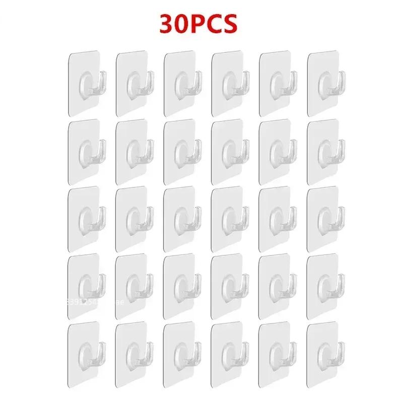 Transparent Self Adhesive Wall Hooks Hangers Key Holder Towel Holder Bathroom Organizer Rack Kitchen Strong Adhesive Wall Hooks