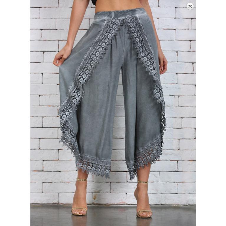 GMXIA Women's Fashion Casual Solid Color Print High Waist Trousers Pants & Capris