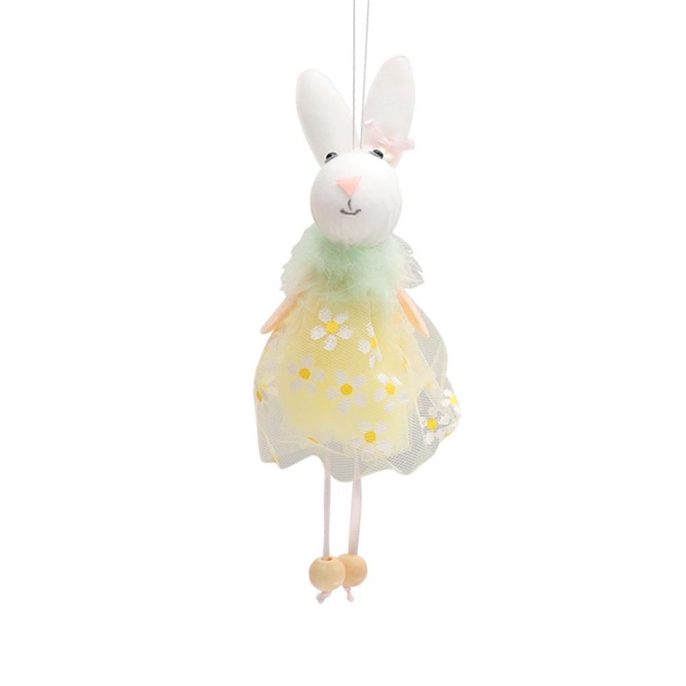 

Cute Easter Long Legs Bunny Doll Plush Happy Easter Decoration Rabbit Doll Pendant Party Favors жёлтый