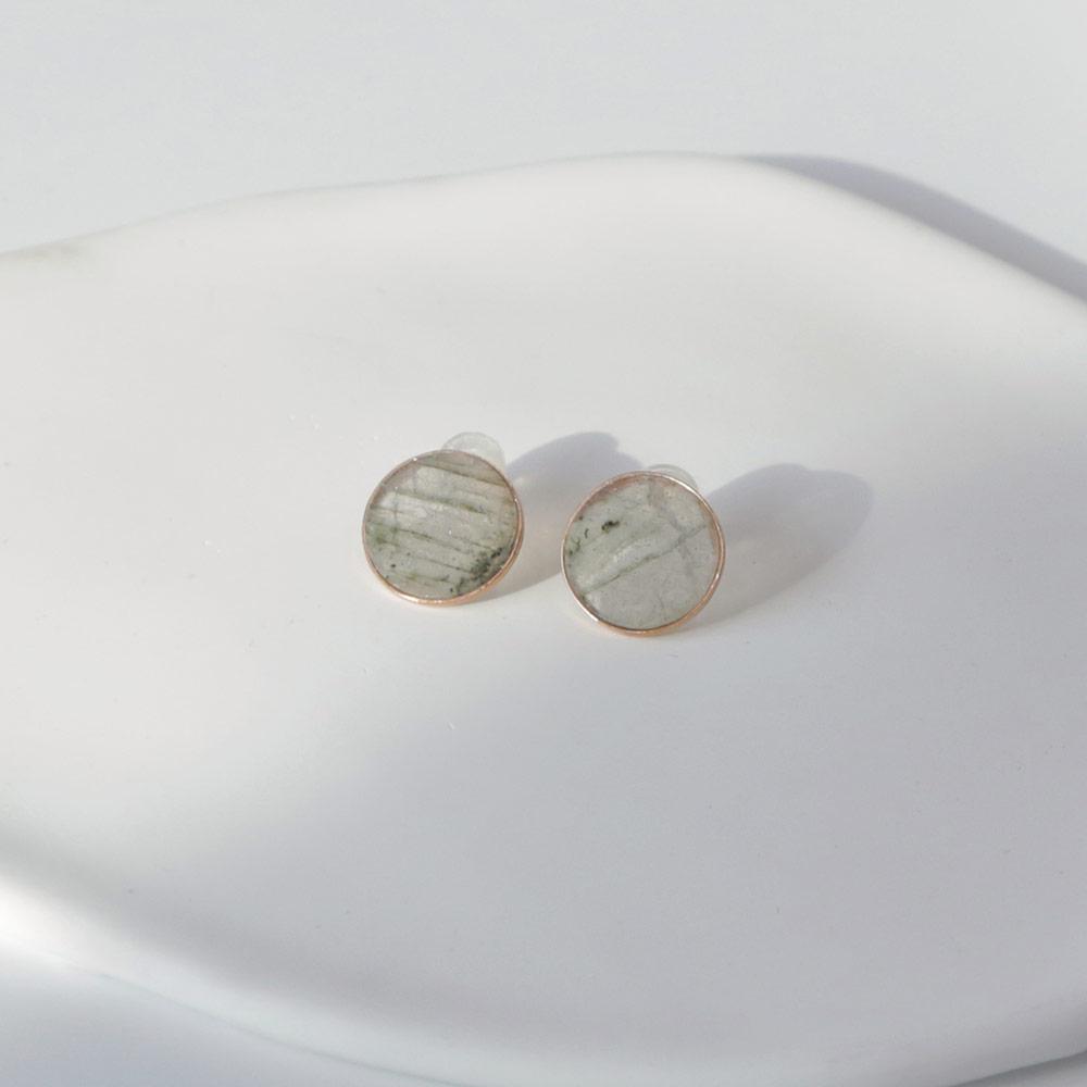 Dieuamour 14K Circle Gemstone Earrings (L) 5 Colors