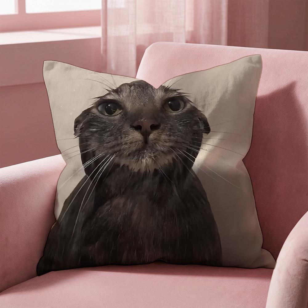 Pet Cat Funny memes Cushion Cover Multi-Scene Pillow Cover for Home & Car - Reversible, Soft & Durable for Daily Use