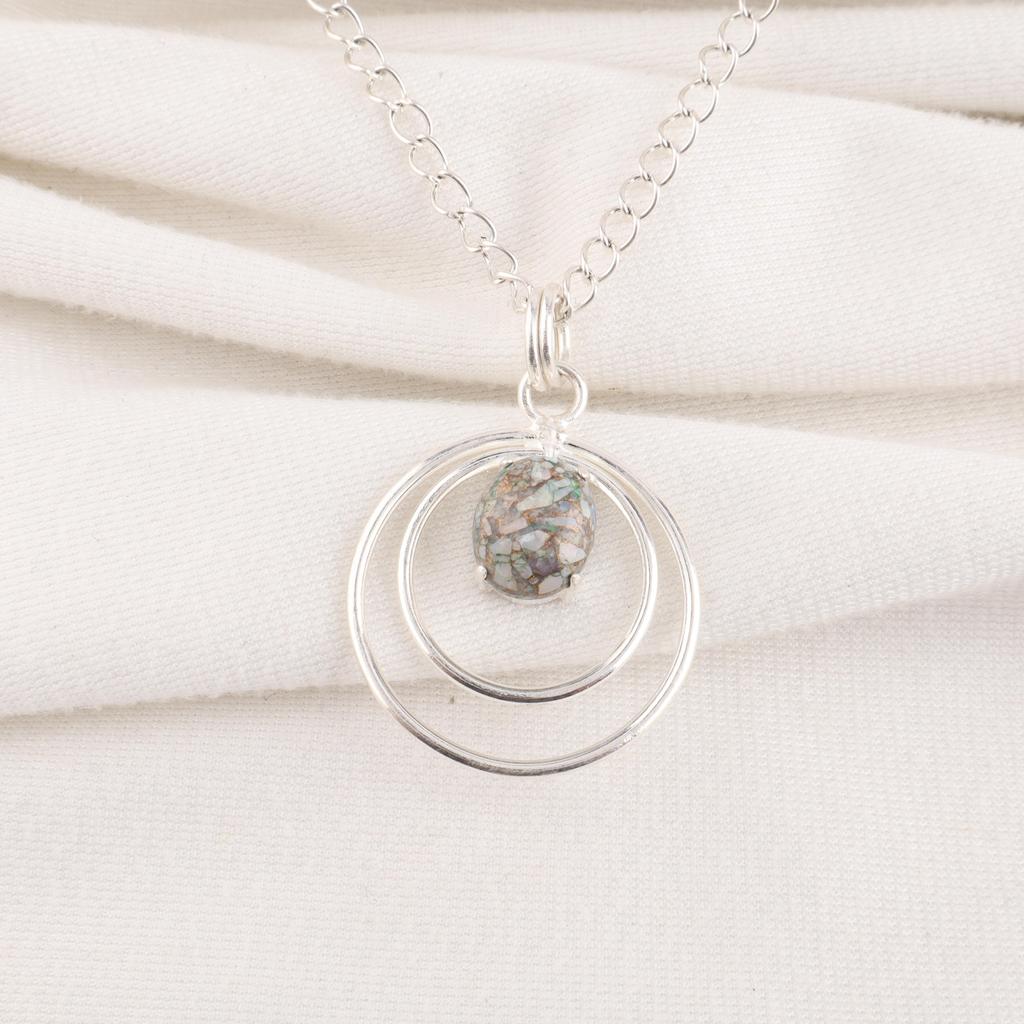 Bijoux en Pierre Précieuse Turquoise Cuivre Éthiopien, Pendentif Fait Main, Pendentif en Argent Sterling Massif 925 Cadeau Pour Elle