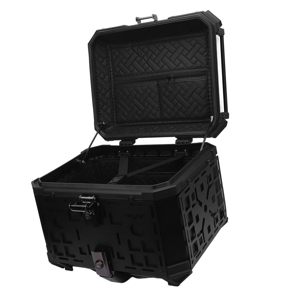 Motorcycle Rear Case 45L Aluminum Alloy with Safety Lock Quick Release Waterproofing Universal Trunk Top Box