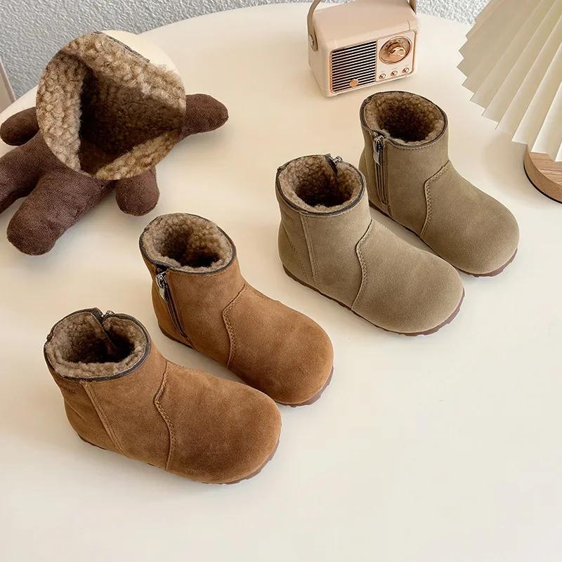 2024 Children Short Boots for Girls Winter New Fashion Korean Style Retro Soft Bottom Anti-slippery Versatile Chic Causal Shoes